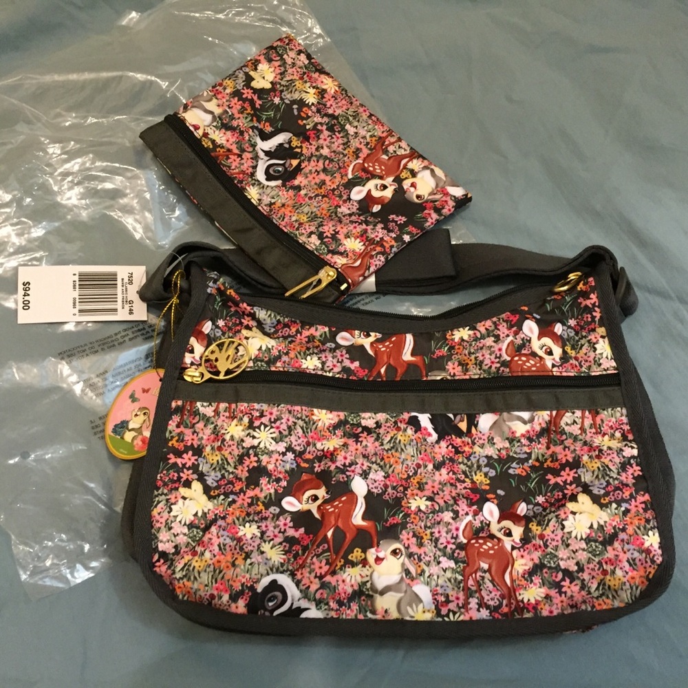 NWT LeSportsac Classic Hobo Bambi and Friends